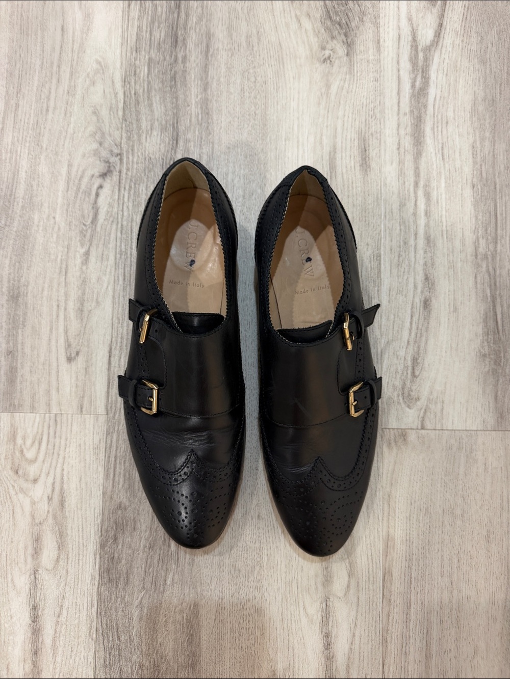 J. Crew Monk Strap Oxford black leather women shoes size 9